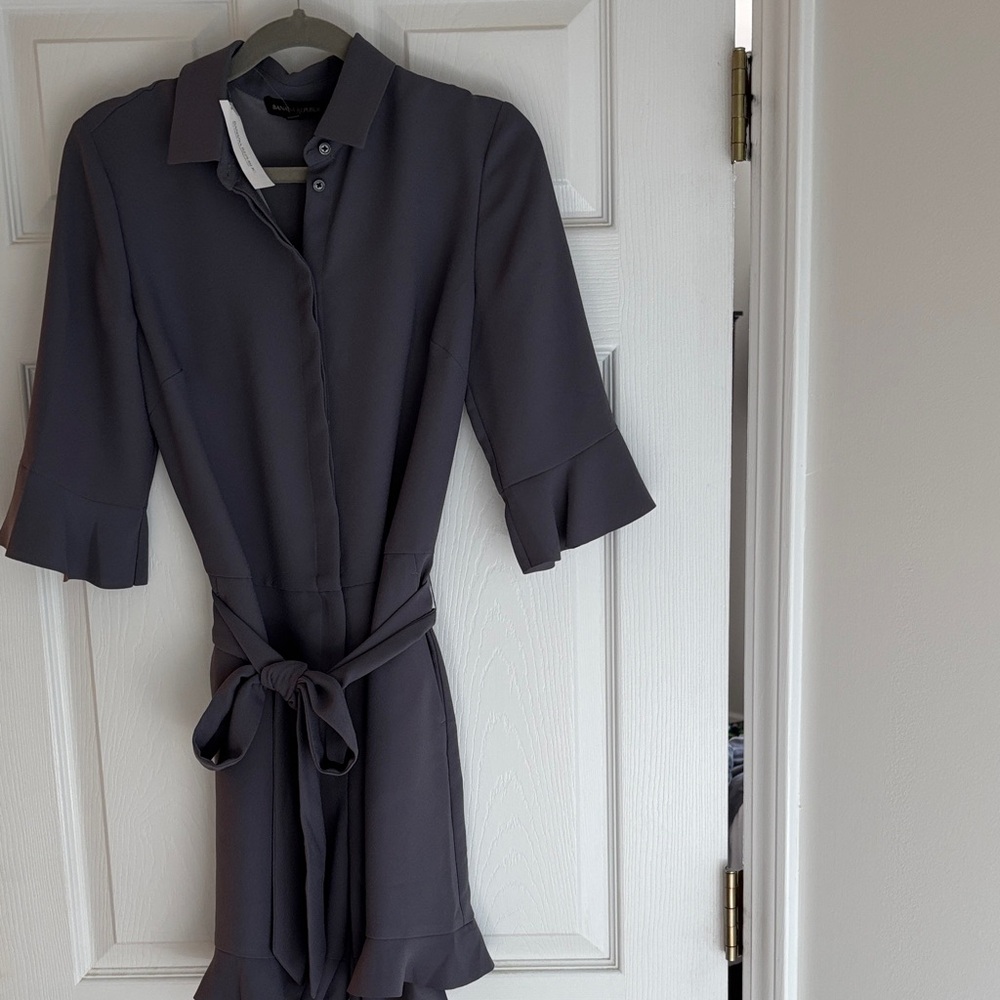 NWT, Charcoal Gray Ruffle Shorts Romper